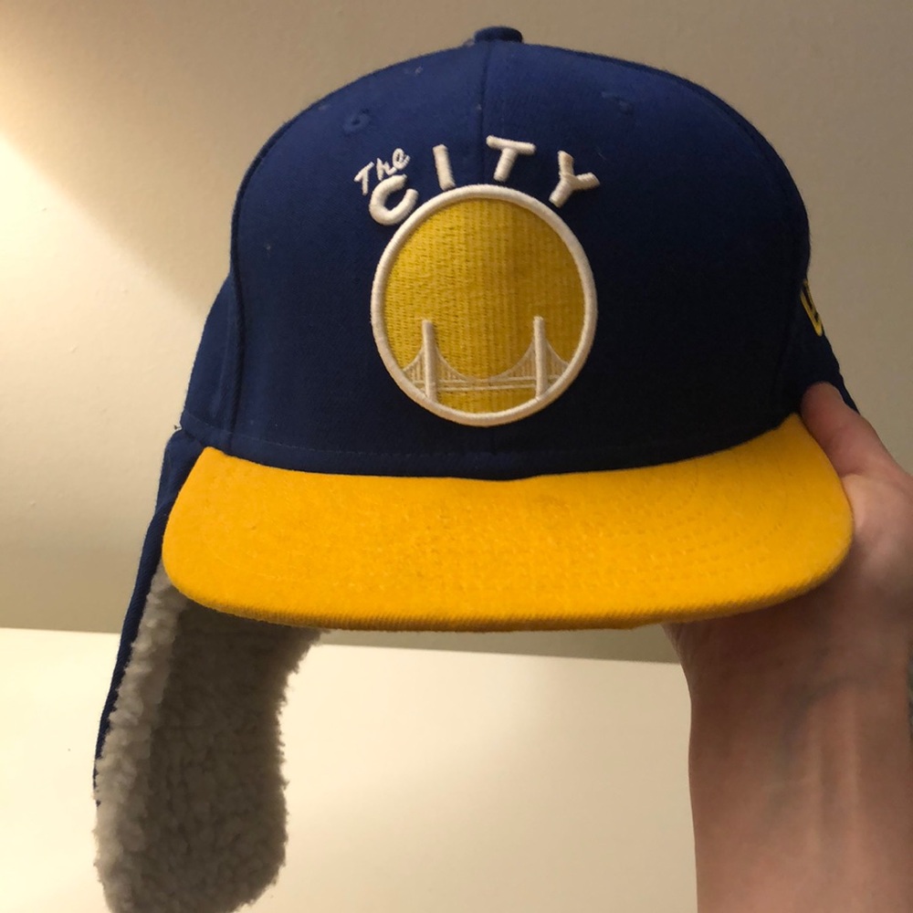 New Era Blue and Yellow Snapback Hat golden state warriors